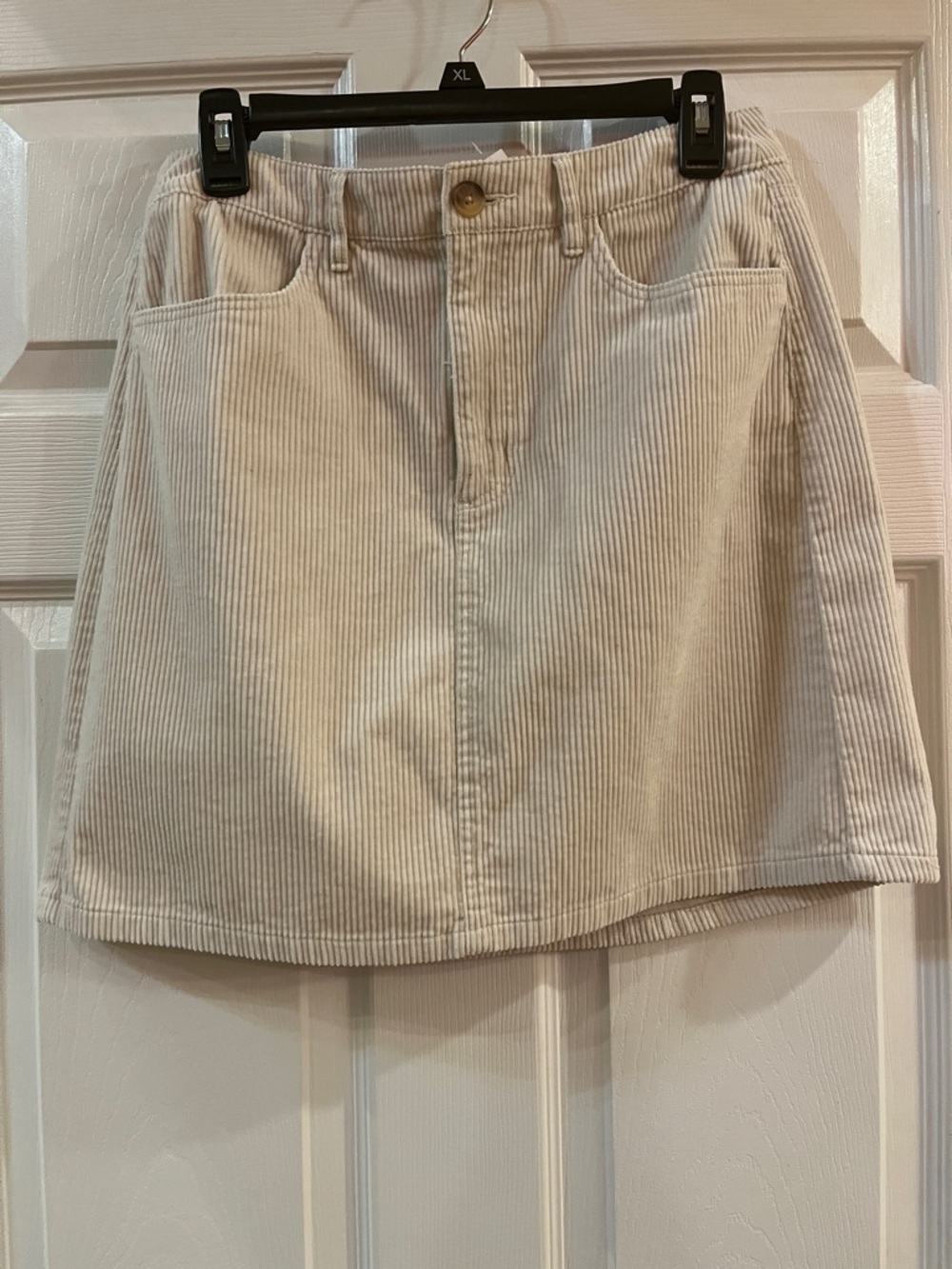LOFT Cream Corduroy A-Line Mini Skirt